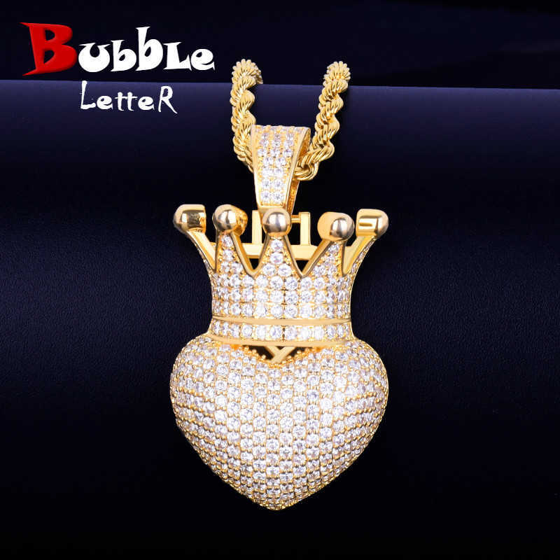 Crown Heart Necklace & Pendant Gold Color Plated AAA Cubic Zircon Men's Women Hip Hop Rock Jewelry X0707
Crown Heart Necklace & Pendant Gold Color Plated AAA Cubic Zircon Men's Women Hip Hop Rock Jewelry X0707
