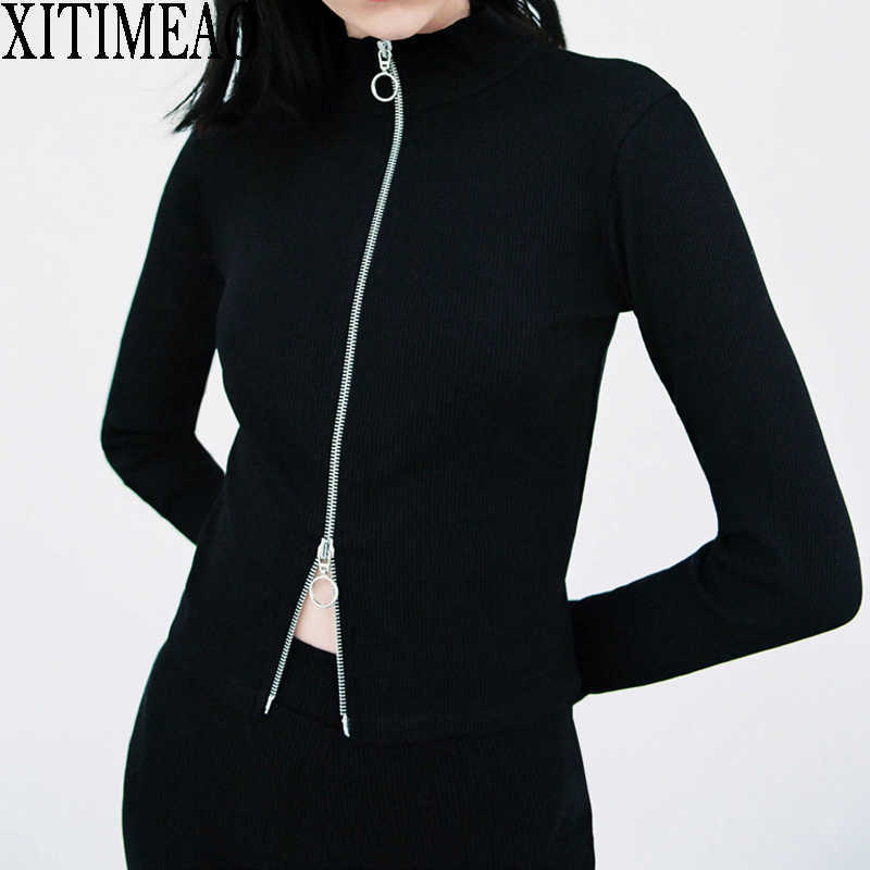 ZA Woman Tshirts Knitted Zipper Top Black Slim Women T-Shirt Sexy Bodycon Long Sleeve Tee Autumn Basic Clothing 210604
ZA Woman Tshirts Knitted Zipper Top Black Slim Women T-Shirt Sexy Bodycon Long Sleeve Tee Autumn Basic Clothing 210604