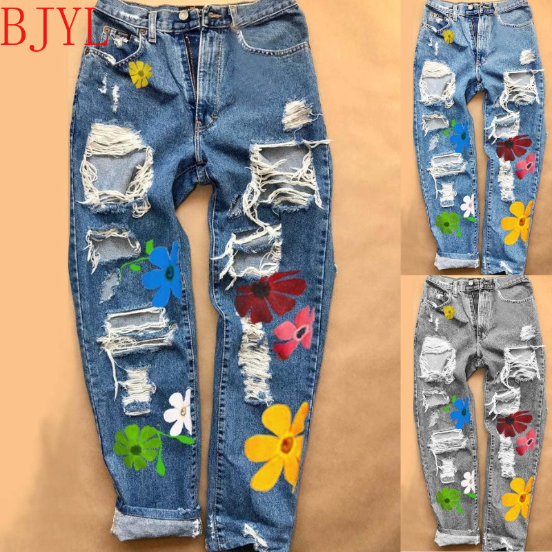 2021 New Women High Waist Embroidered Slim Denim Hole Summer Kwai Pattern Jeans Straight-leg Pants Racp, Grey
2021 New Women High Waist Embroidered Slim Denim Hole Summer Kwai Pattern Jeans Straight-leg Pants Racp, Grey