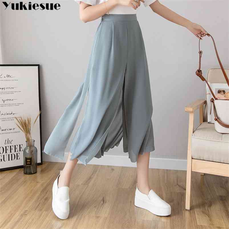 streetwear summer high waist Women' choffon pants for women trousers wide leg pants Woman split up plus size 210721, Blue gray
streetwear summer high waist Women' choffon pants for women trousers wide leg pants Woman split up plus size 210721, Blue gray