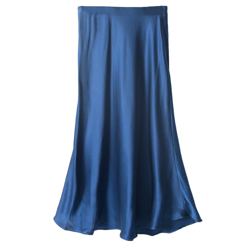 SuyaDream 100% Silk Satin Mermaid Skirt Woman Summer Long Skirts Solid Elegant Office Skirt 210309