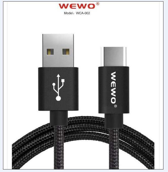 WEWO USB Cable 2.4A fast charging double braided nylon Data Sync Charger Cable Type C port micro usb cable with retail box, Black
WEWO USB Cable 2.4A fast charging double braided nylon Data Sync Charger Cable Type C port micro usb cable with retail box, Black