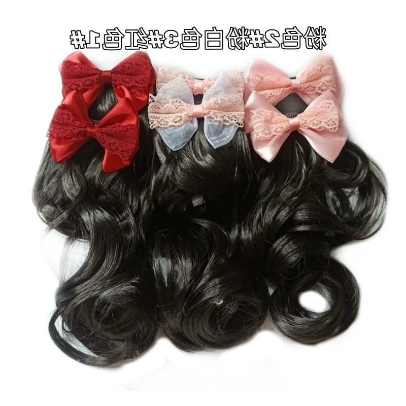 wig Korean ponytail children's side double braided long curly hair Princess bow hairpin, 1# red double bow: black 
wig Korean ponytail children's side double braided long curly hair Princess bow hairpin, 1# red double bow: black