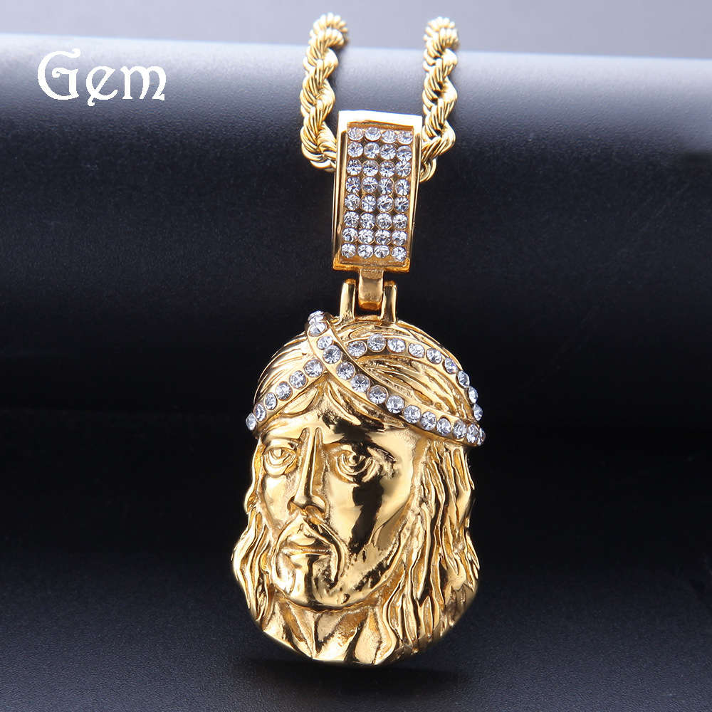 Trendy hip hop stainless steel diamond Jesus pendant color preserving electroplated men's necklace Jesus Face Pendant
Trendy hip hop stainless steel diamond Jesus pendant color preserving electroplated men's necklace Jesus Face Pendant