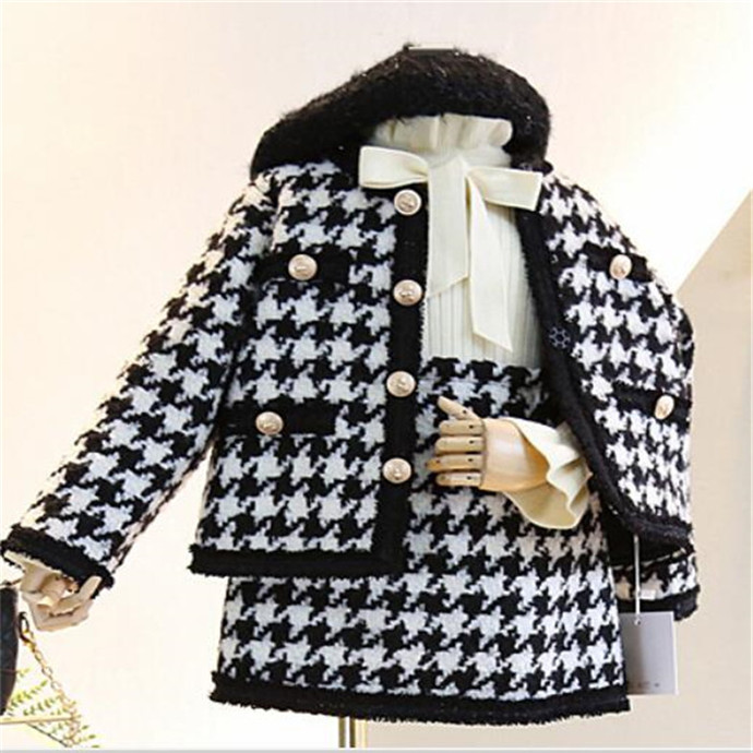 Kids Girls Tweed Clothes Sets Autumn Winter Children Girls Fashion Houndstooth Coat+skirt 2 Pieces Suit, As shown
Kids Girls Tweed Clothes Sets Autumn Winter Children Girls Fashion Houndstooth Coat+skirt 2 Pieces Suit, As shown