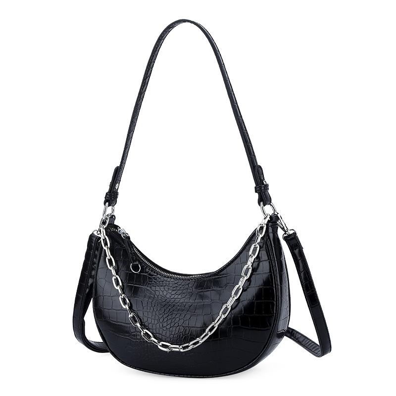 2021 Fashion Chain Crescent Bag Solid Color Retro Ladies Shoulder Bag Cross-border Personality Trendy Handbag Women's hobo PU, Black
2021 Fashion Chain Crescent Bag Solid Color Retro Ladies Shoulder Bag Cross-border Personality Trendy Handbag Women's hobo PU, Black
