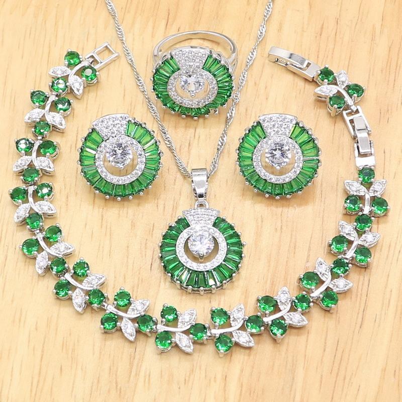 Earrings & Necklace Silver Color Jewelry Sets For Women Bridal Birthday Green Semi-precious Pendant Stud Ring Bracelet Gift Box
Earrings & Necklace Silver Color Jewelry Sets For Women Bridal Birthday Green Semi-precious Pendant Stud Ring Bracelet Gift Box