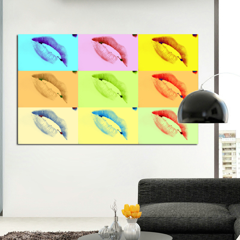 Pop Art Poster Colorful Lips Art Print Canvas Painting For Living Room ,Bedroom Wall Decoration No Frame