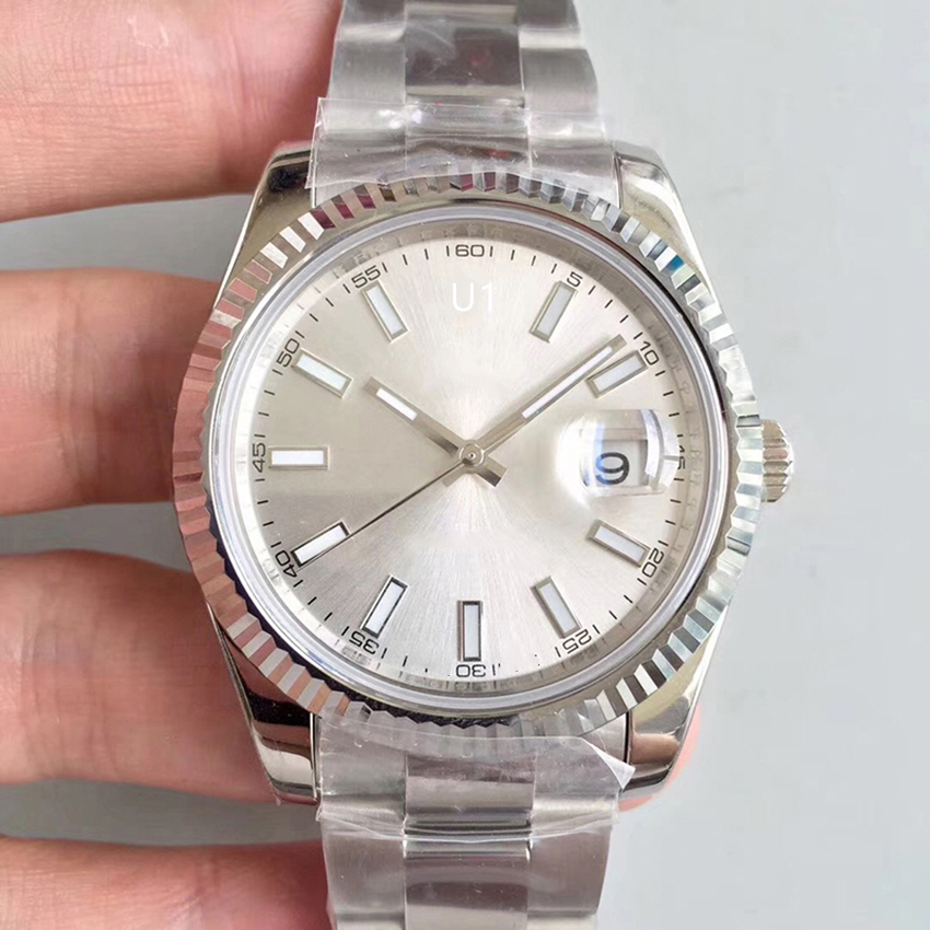 U1 ST9 Sliver Dial Diamond Datejust Fluted Bezel Watch 41mm 126333 126334 Automatic Mechianical Wristwatches Oyster Strap Sapphire Movement, Slivery;brown