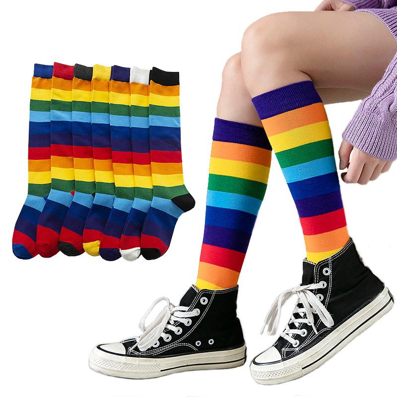 Luxury Rainbow Stripe Knee Long Socks Woman Cotton Fashion Colorful High Quality Female Leg Socks Vintage Hiphop Skateboard Sock, Black;white
Luxury Rainbow Stripe Knee Long Socks Woman Cotton Fashion Colorful High Quality Female Leg Socks Vintage Hiphop Skateboard Sock, Black;white