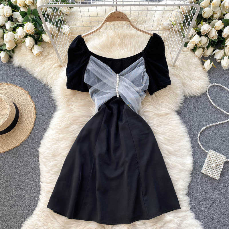 Summer Black Mesh Beading Mini Dress Women Sexy Square Collar Short Sleeve High Waist A-Line Slim Party Vestidos Female 2021 New Y0603, White mesh
Summer Black Mesh Beading Mini Dress Women Sexy Square Collar Short Sleeve High Waist A-Line Slim Party Vestidos Female 2021 New Y0603, White mesh