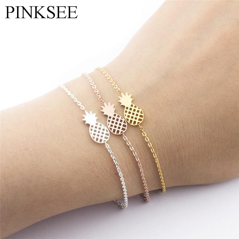 Charm Bracelets PINKSEE Personality Pineapple-shaped Pendant Bracelet For Women Metal Chain Fashion Jewelry, Golden;silver
Charm Bracelets PINKSEE Personality Pineapple-shaped Pendant Bracelet For Women Metal Chain Fashion Jewelry, Golden;silver