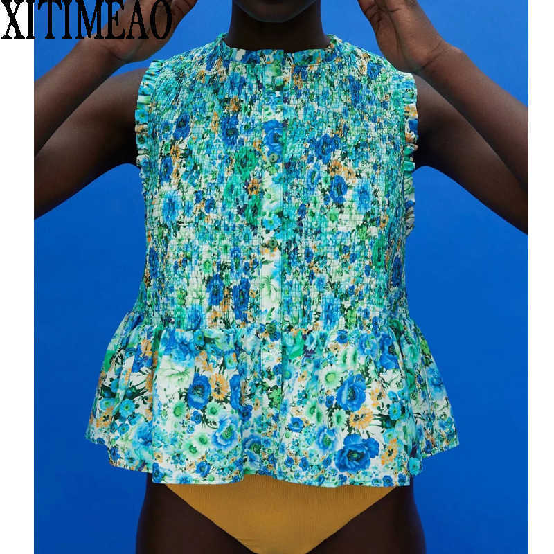 Za Women Summer Retro Printing Fashion Blouses Vintage O Neck Sleeveless Female Chic A Line Tops 210602, Green
Za Women Summer Retro Printing Fashion Blouses Vintage O Neck Sleeveless Female Chic A Line Tops 210602, Green