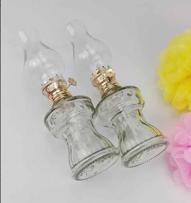 Oil Lamps for Indoor Use, Vintage Glass Kerosene Lamp, Home Lighting Emergency Light (20cm/7.9in) 2pcs