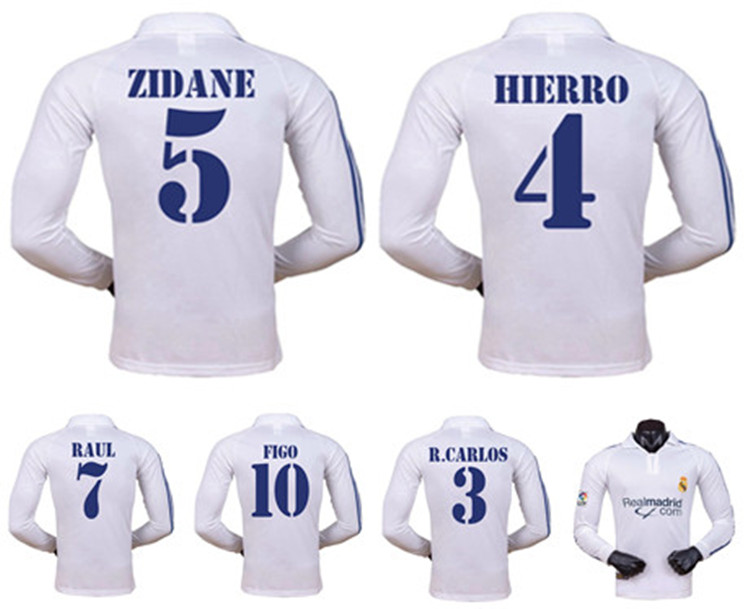2001 2002 real Madrid home longsleeve soccer jersey ZIDANE FIGO HIERRO RAUL MORIENTES Custom version classic retro football, White
2001 2002 real Madrid home longsleeve soccer jersey ZIDANE FIGO HIERRO RAUL MORIENTES Custom version classic retro football, White