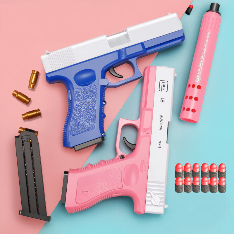 EVA Soft Bullet Dart Pistol Blaster with Firing Action and Silencer for Kid and Adult Action Play