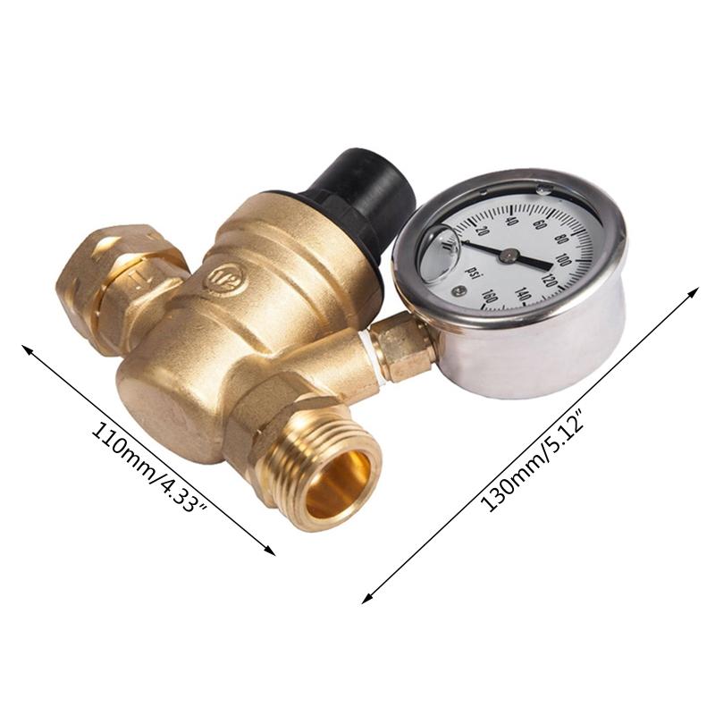 Parts Brass Water Pressure Regulator Lead Free Valve Adjustable Reducer For RV Screened Filter