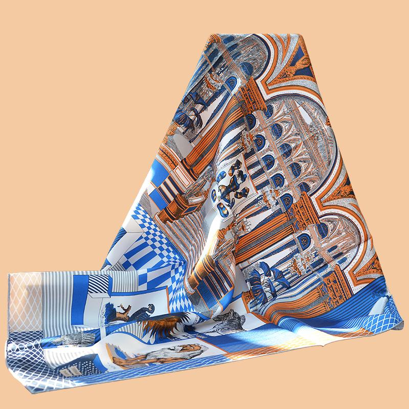 Scarves HuaJun 2 Store|| Year Blue "Grand Theatre Nouveau" 90 Twill Silk Square Scarf Printing Process Hand-curled Edge, Blue;gray
Scarves HuaJun 2 Store|| Year Blue "Grand Theatre Nouveau" 90 Twill Silk Square Scarf Printing Process Hand-curled Edge, Blue;gray