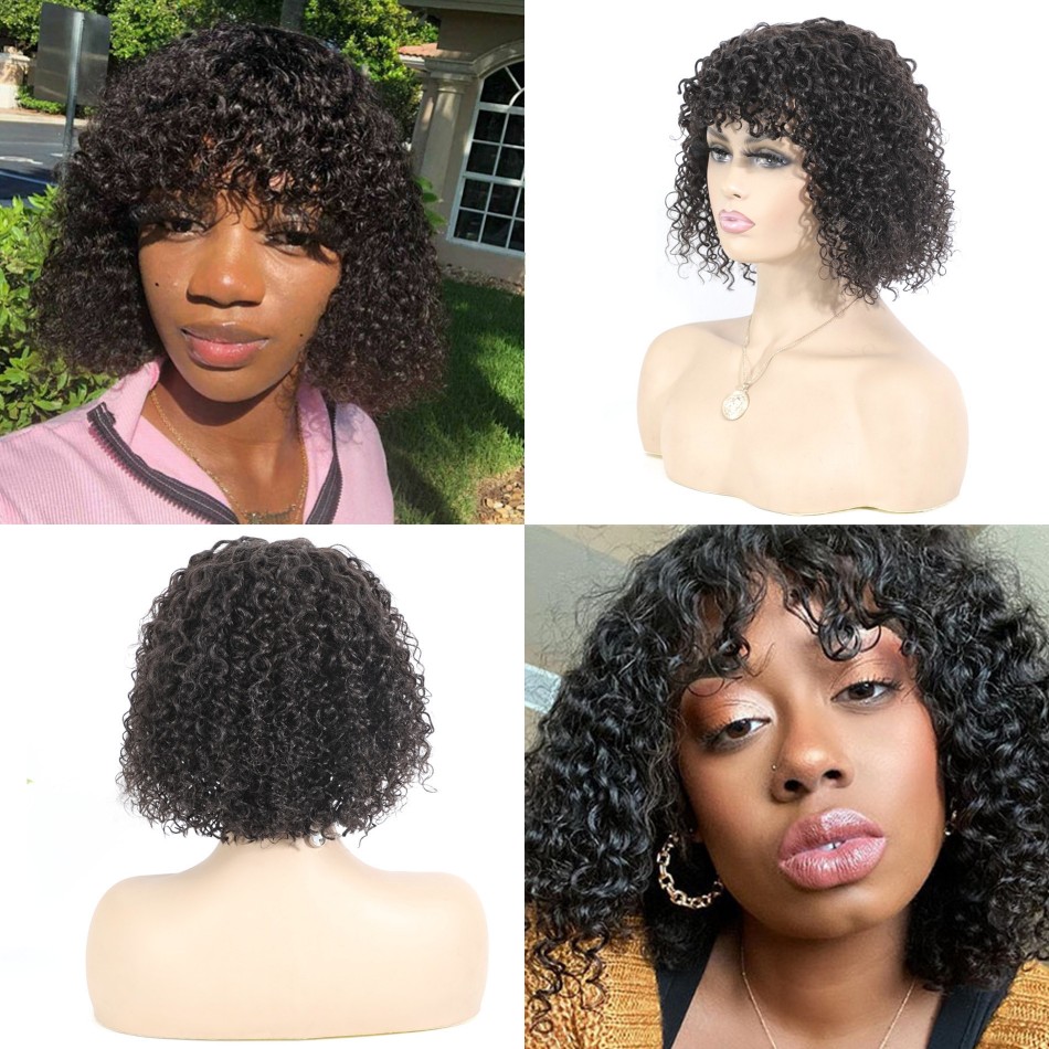 Short Bob Wigs Bohemian Curly Natural Color Peruvian Human Hair with Bangs 150% Density
Short Bob Wigs Bohemian Curly Natural Color Peruvian Human Hair with Bangs 150% Density