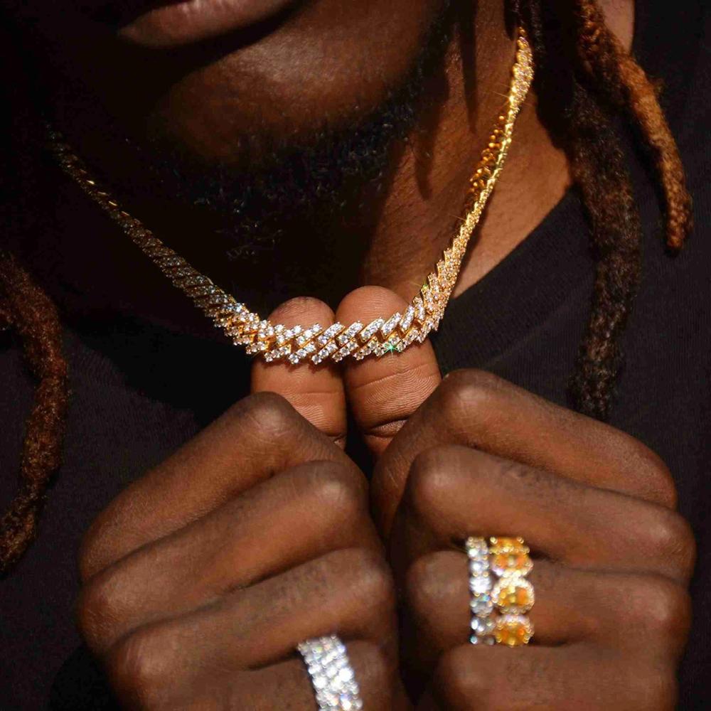 9mm cz cuban chain white pink blue colorful cubic zirconia thin cuban link chains hip hop bling men boy necklace jewelry