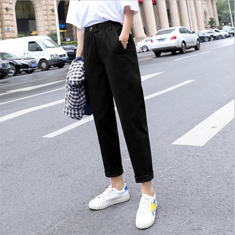 Women Pants Beige High Waist Casual Loose Harem Pant Women Korean Pencil Trousers Cargo Pants Streetwear 201012