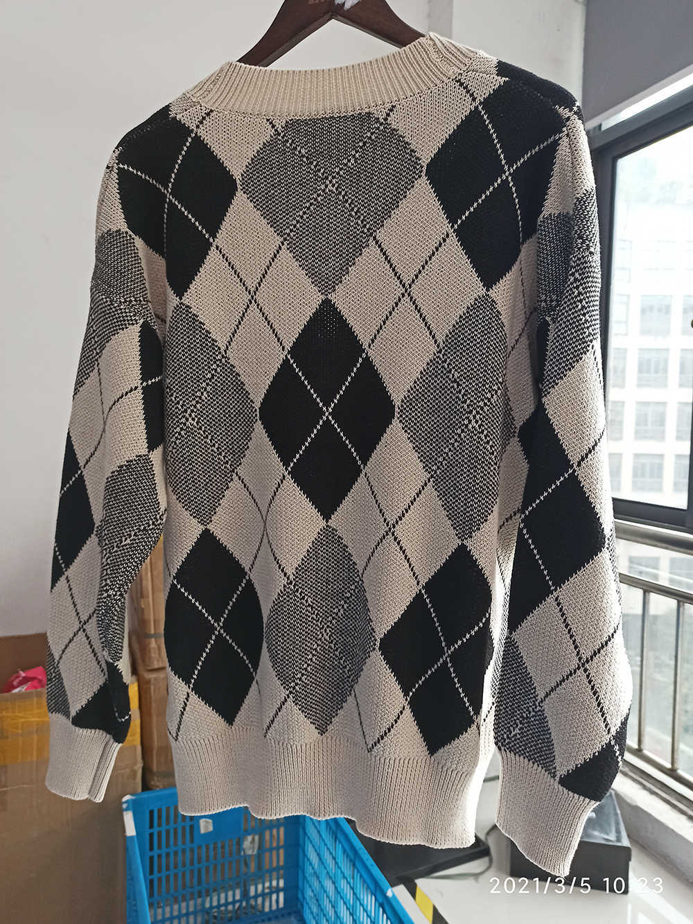 IEFB plaid kintted cardigan sweater men's Korean fashion spring autumn outerwear casual V-neck clothes vintage oversized 9Y4523 210818