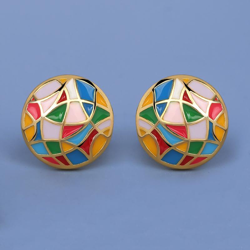 Stud High Quality Exquisite Epoxy Irregular Pattern Hoop Handmade Enamel Earrings Jewelry Birthday Party Bridal Gift, Golden;silver
Stud High Quality Exquisite Epoxy Irregular Pattern Hoop Handmade Enamel Earrings Jewelry Birthday Party Bridal Gift, Golden;silver