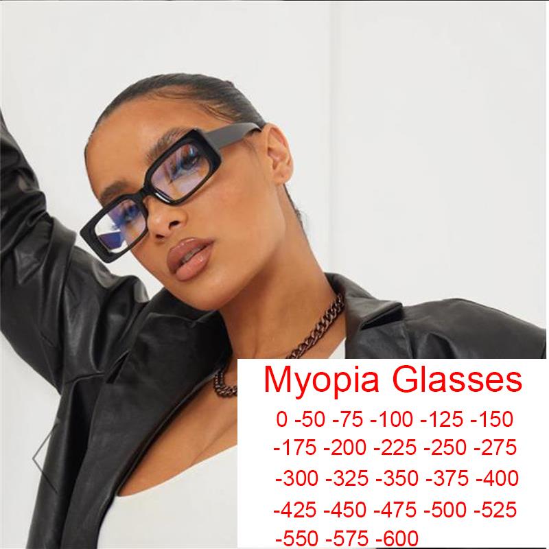 Sunglasses 2021 Trend Small Rectangle Glasses For Women Men Corrective Eyewear Diopter Zero Points To -6.0 Anti Blue Light Myopia-image