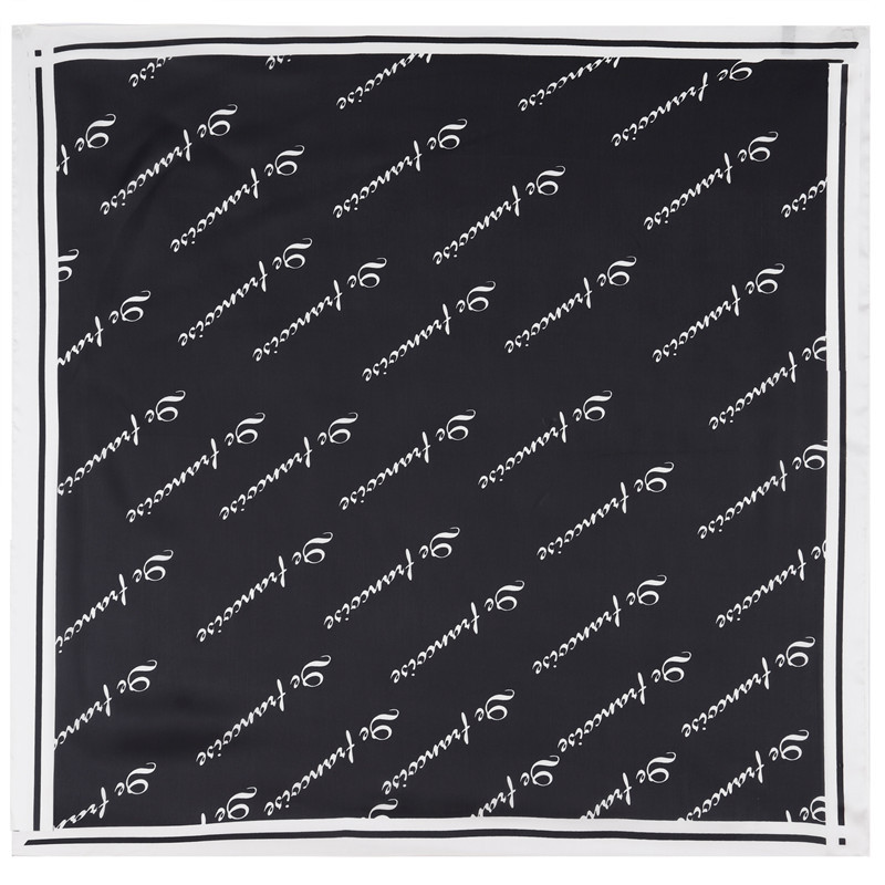 70cm New Square Scarf Silk Letter Geometric Printing Satin Ladies Decoration Headscarf Handkerchief