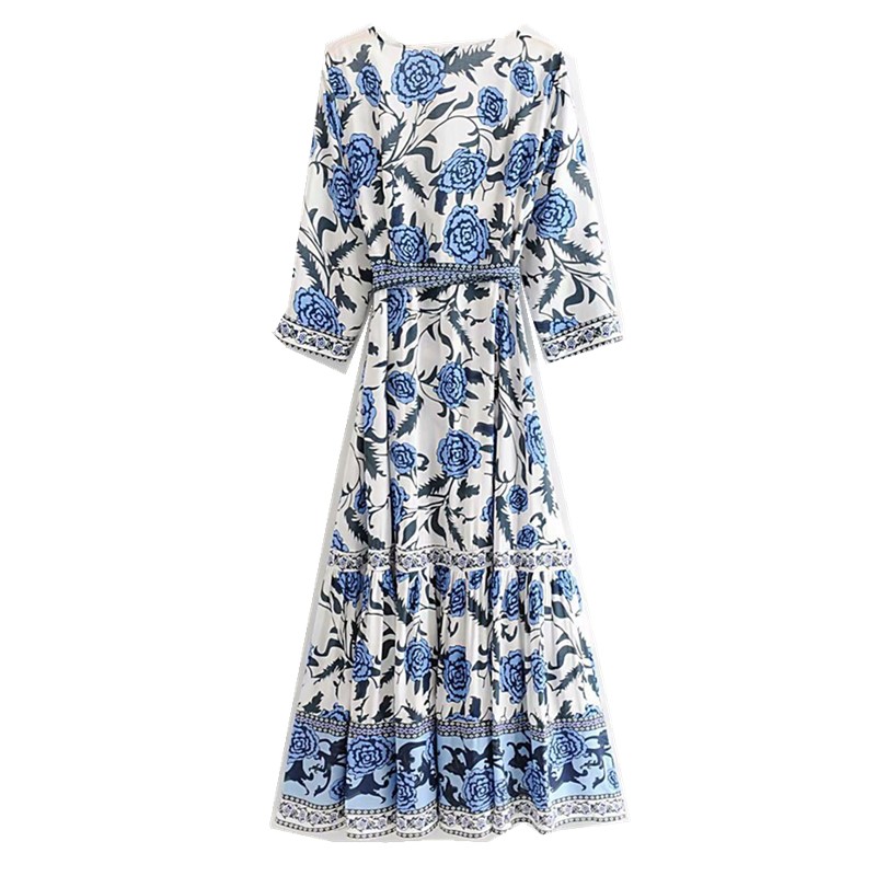 Bohemian Cross V neck Blue Whit Flower Print Bow Lace up Waist Front Slit Maxi Long Women Wrap Dress Holiday, Red
Bohemian Cross V neck Blue Whit Flower Print Bow Lace up Waist Front Slit Maxi Long Women Wrap Dress Holiday, Red