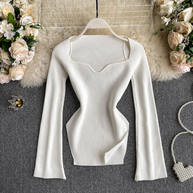 2021 Scheming Leaky Clavicle Knitted Tops Women's New Tight-fitting Undershirts Sexy Sweaters DFNC, Black
2021 Scheming Leaky Clavicle Knitted Tops Women's New Tight-fitting Undershirts Sexy Sweaters DFNC, Black