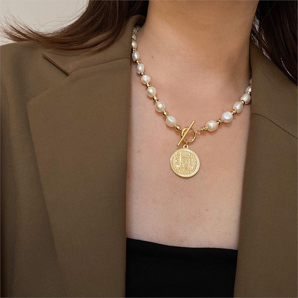 24K Gold Plated Coin Bead Natural Fresh Water Baroque Pearl Neckalce For Women Pendants Toggle Chian 45cm Girl Jewelry Gift
24K Gold Plated Coin Bead Natural Fresh Water Baroque Pearl Neckalce For Women Pendants Toggle Chian 45cm Girl Jewelry Gift