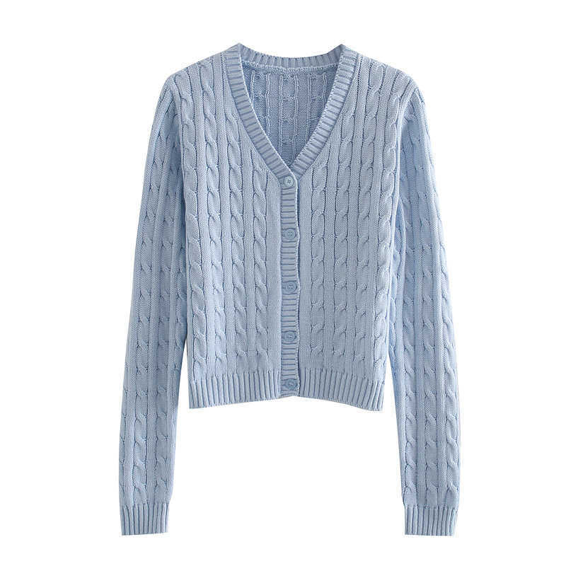 Wixra Women's Cardigan Sweater Autumn Basic Casual V-Neck Solid Long Sleeve Female Tops 210914