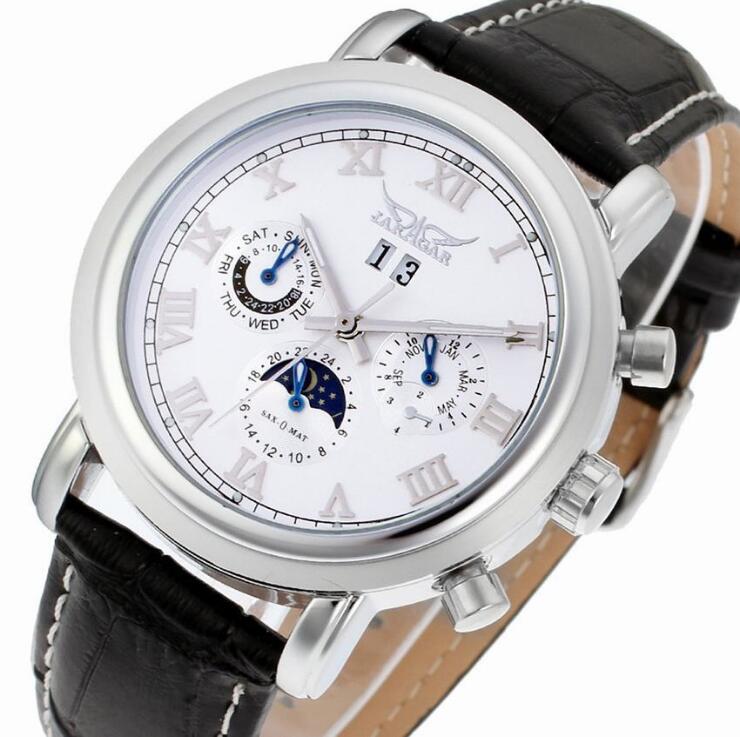 JARAGAR New Style Watches Mechanical Movement Mens Wrist Watch Leather Strap JR04, Black face
JARAGAR New Style Watches Mechanical Movement Mens Wrist Watch Leather Strap JR04, Black face