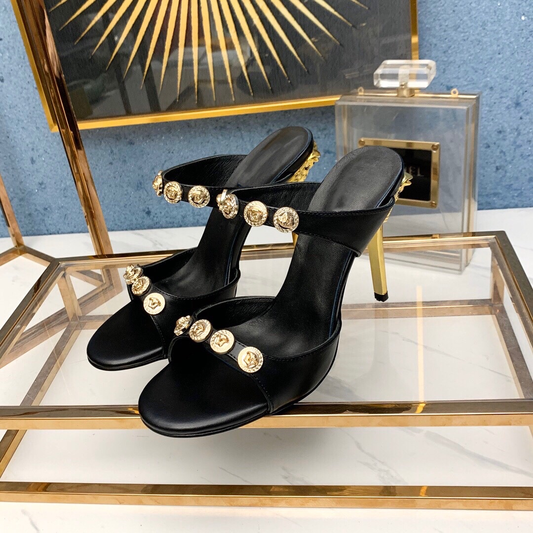 Mental Button Decor Mules Women Sandals High Heels Designer Shoes Woman Slippers Open Toe Genuine Leather Slides Golden Heel Summer Shoe Medusa, Shoes box
Mental Button Decor Mules Women Sandals High Heels Designer Shoes Woman Slippers Open Toe Genuine Leather Slides Golden Heel Summer Shoe Medusa, Shoes box