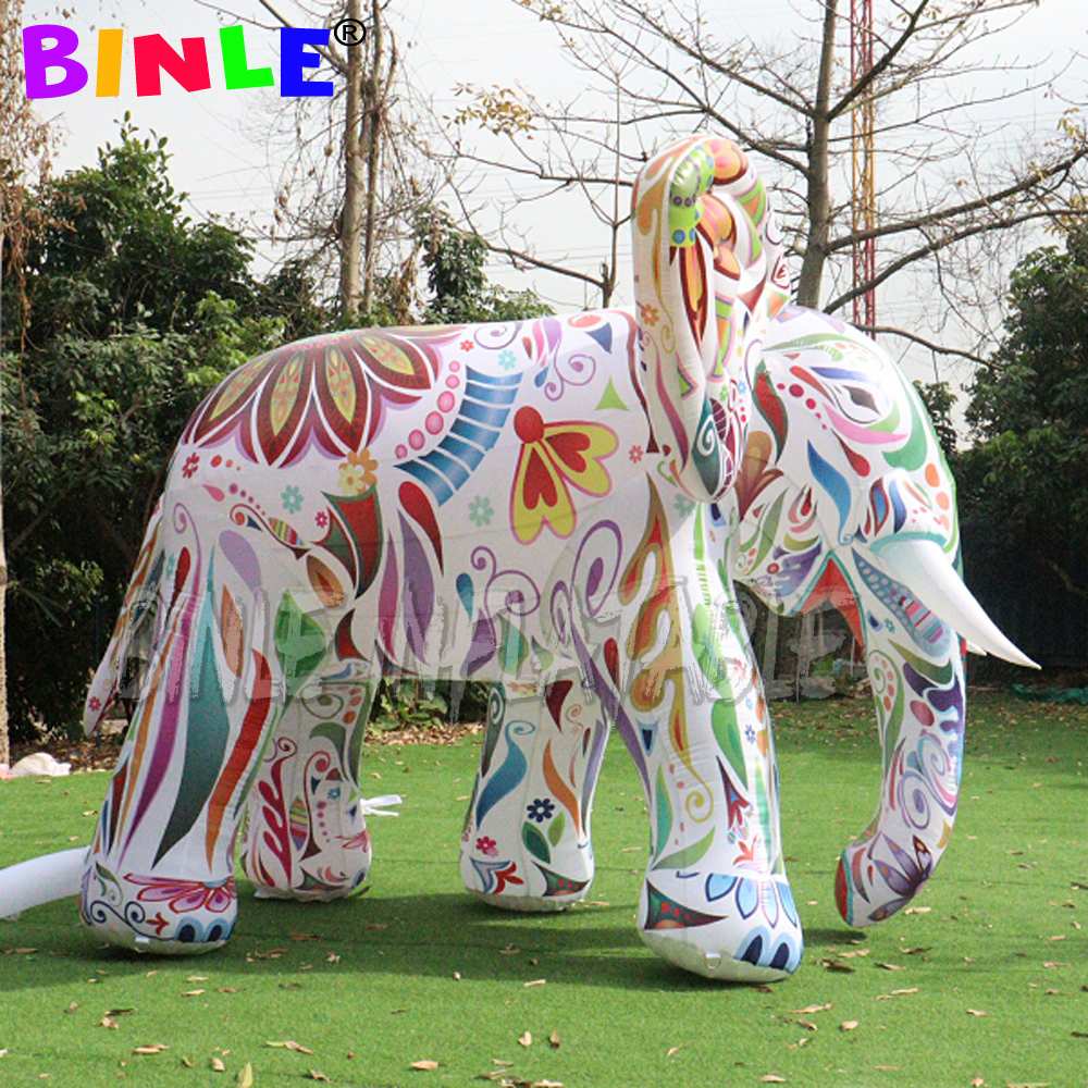 custom made LED inflatable elephant airblowing style outdoor decoration colorful giant large animal balloon for advertising