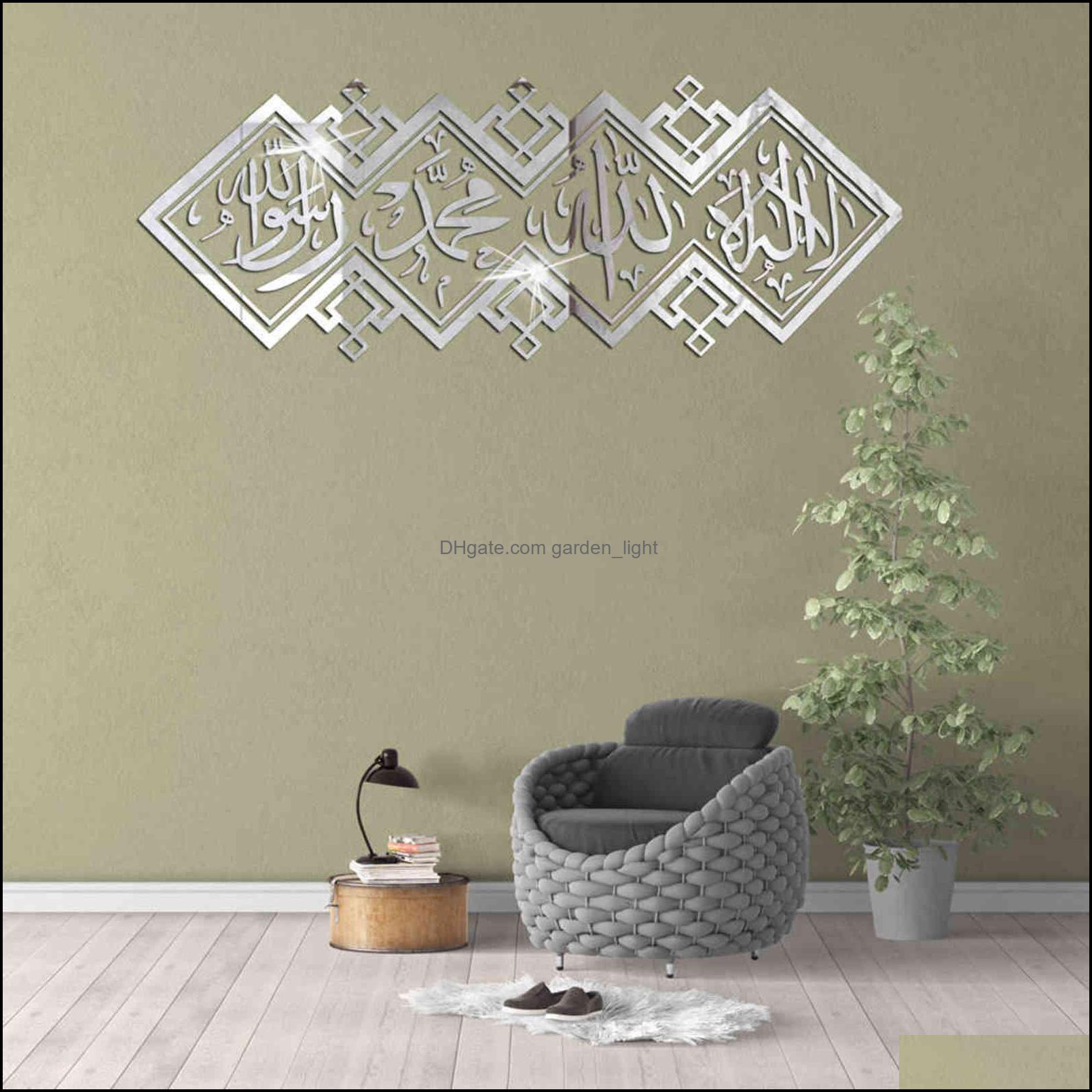 Wall Stickers Home Garden Decorative Islamic Mirror 3D Acrylic Sticker Muslim Mural Living Room Art Decoration Decor 1112 Drop Del5873271
