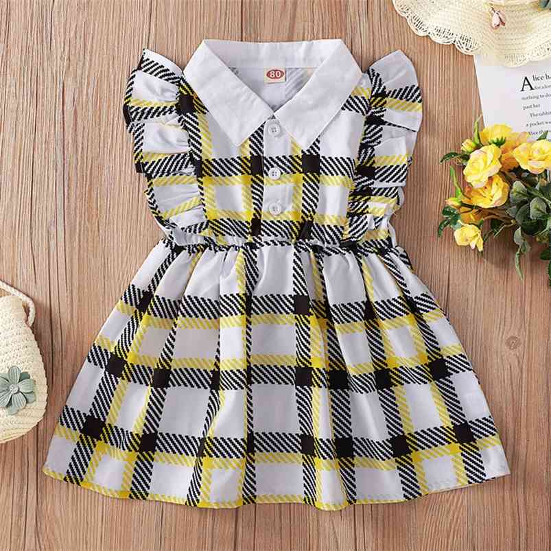 Summer Arrivals Girls Cute Dress Sleeveless Turn-down Collar Single Breasted Plaid Girl Streetwear 0-2T 210629, Yellow
Summer Arrivals Girls Cute Dress Sleeveless Turn-down Collar Single Breasted Plaid Girl Streetwear 0-2T 210629, Yellow