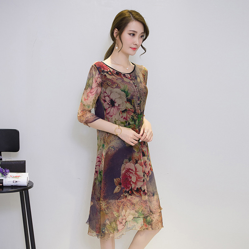 2021 New Vestido Half Sleeve Vintage Plus Size 5xl Medium Long Floral Silk Women Clothing Thin Summer Es Fyy452 Z8zh, Flower color
2021 New Vestido Half Sleeve Vintage Plus Size 5xl Medium Long Floral Silk Women Clothing Thin Summer Es Fyy452 Z8zh, Flower color