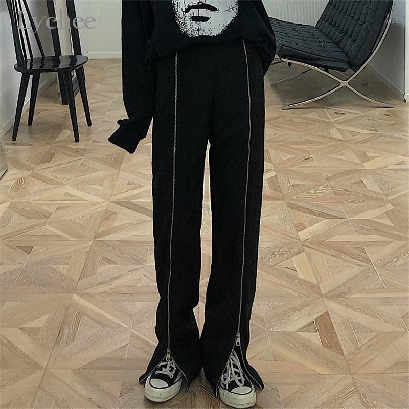 Women's Pants & Capris Lychee Harajuku Black Zipper Women Elastic Waist Straight Fashion Casual Loose Autumn Trousers, Black;white
Women's Pants & Capris Lychee Harajuku Black Zipper Women Elastic Waist Straight Fashion Casual Loose Autumn Trousers, Black;white