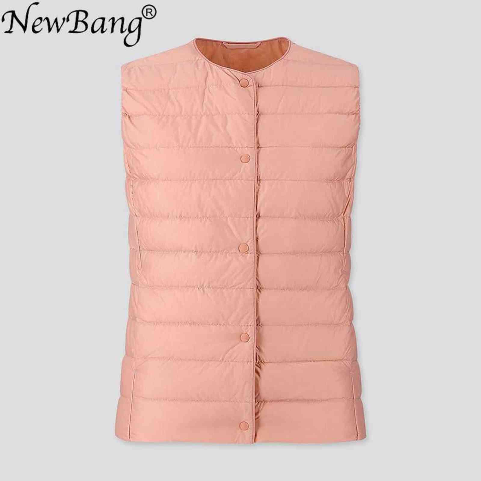 Bang Women's Matt Fabric Waistcoat Warm Vests Ultra Light Down Vest Women Portable Warm Sleeveless Winter Liner 211105
