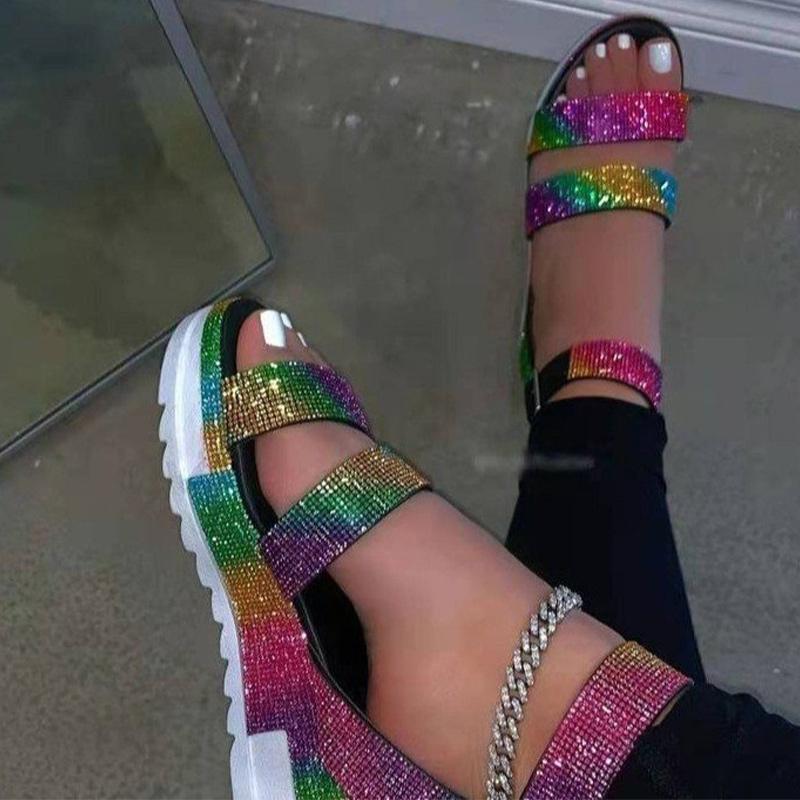 Sandals Women Rhinestone Crystal Shoes Wedge Platform Heels Ladies Summer Fashion Outdoor Female Beach Footwear 2021, White
Sandals Women Rhinestone Crystal Shoes Wedge Platform Heels Ladies Summer Fashion Outdoor Female Beach Footwear 2021, White