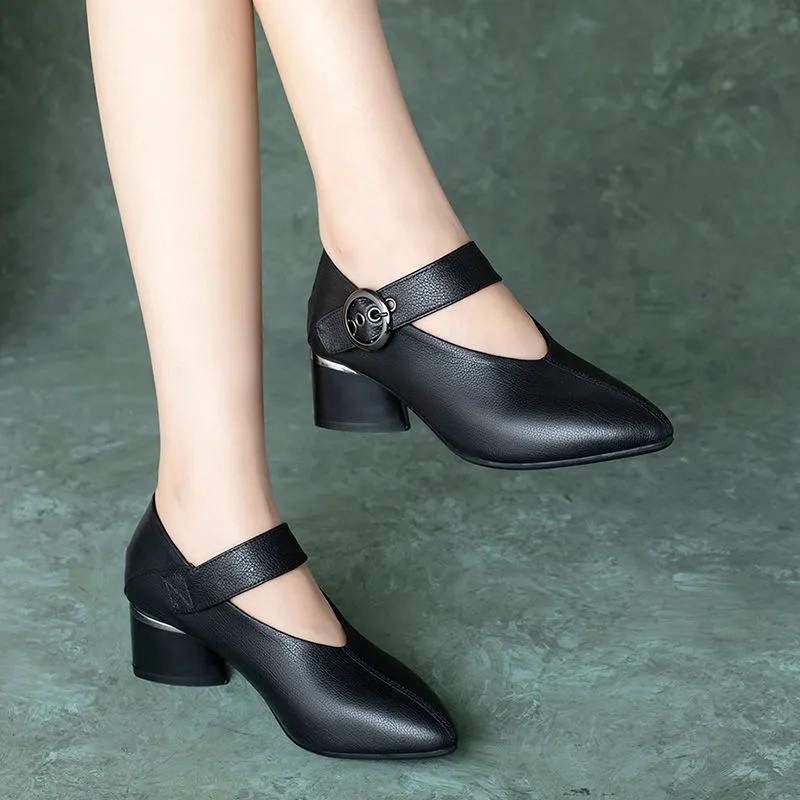 Dress Shoes Zapatos De Mujer Women Cute Pointed Toe Black Pu Leather Buckle Strap Square Heel Lady Classic Wine Red Heels B9647 
Dress Shoes Zapatos De Mujer Women Cute Pointed Toe Black Pu Leather Buckle Strap Square Heel Lady Classic Wine Red Heels B9647