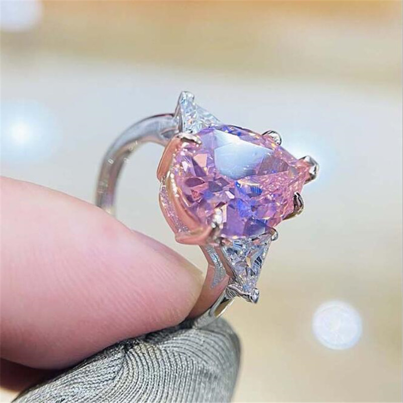 Brand Wedding Rings Luxury Jewelry Designer Real 925 Sterling Silver Dove Egg Large Yellow Topaz CZ Diamond Water Drop Zircon Women Engagement Band Ri