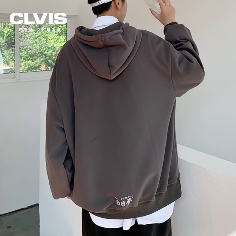 The season add wool fleece male printed chao an easing languid is lazy hooded 201020