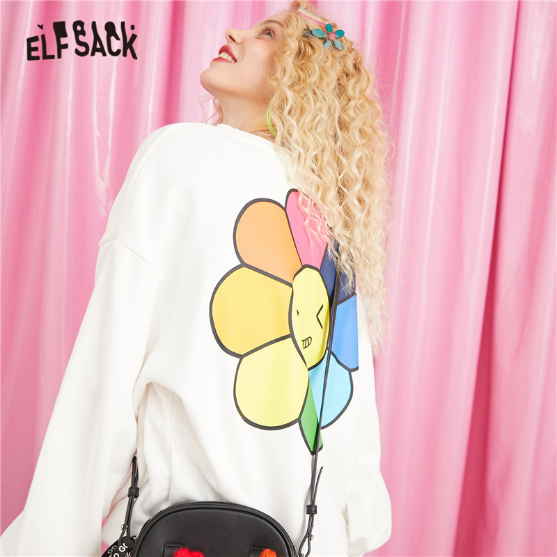 ELFSACK Joker Princess Graphic Women Sweatshirt, Autumn Girl Sporty Chic Cartoon Print Pullover Clothes,ELF Casual Daily Top 201212