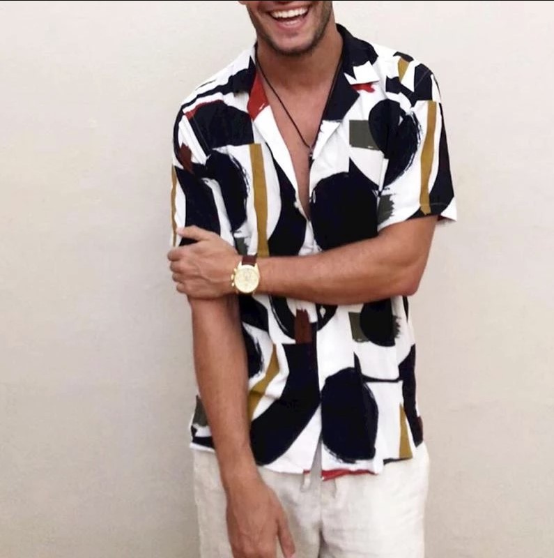 Fashion Print Men Shirt Lapel Collar Streetwear Breathable Hawaiian Casual Shirts Mens Chic Camisa Plus Size, As picture
Fashion Print Men Shirt Lapel Collar Streetwear Breathable Hawaiian Casual Shirts Mens Chic Camisa Plus Size, As picture