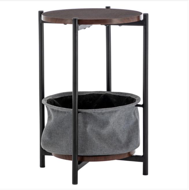 2022 Boxes & Bins MDF Double-layer Round Tea Table with Storage Gray