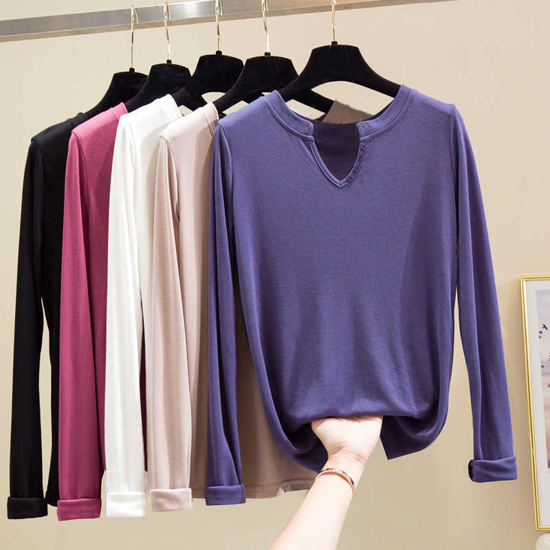Autumn V-Neck T-shirt Fashion Solid Female White Cotton Women Tshirts Casual Button Tee Shirt Femme Plus Size XXXL Tops 210604, Blue
Autumn V-Neck T-shirt Fashion Solid Female White Cotton Women Tshirts Casual Button Tee Shirt Femme Plus Size XXXL Tops 210604, Blue