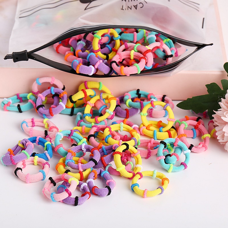 Kids Candy Color Elastic Headband Rope Children Rubber Bands Seamless Circle Scrunchy Hair Accessories RRB7765 Free shipping